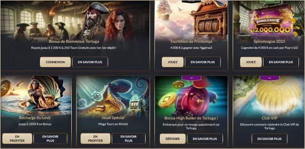 Bonus et Promotions sur Tortuga Casino